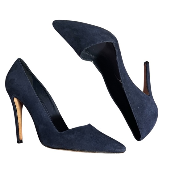 Alice + Olivia Pumps High Heels Dina Blue Suede Leather Pointy Toe size 38 - Picture 8 of 13